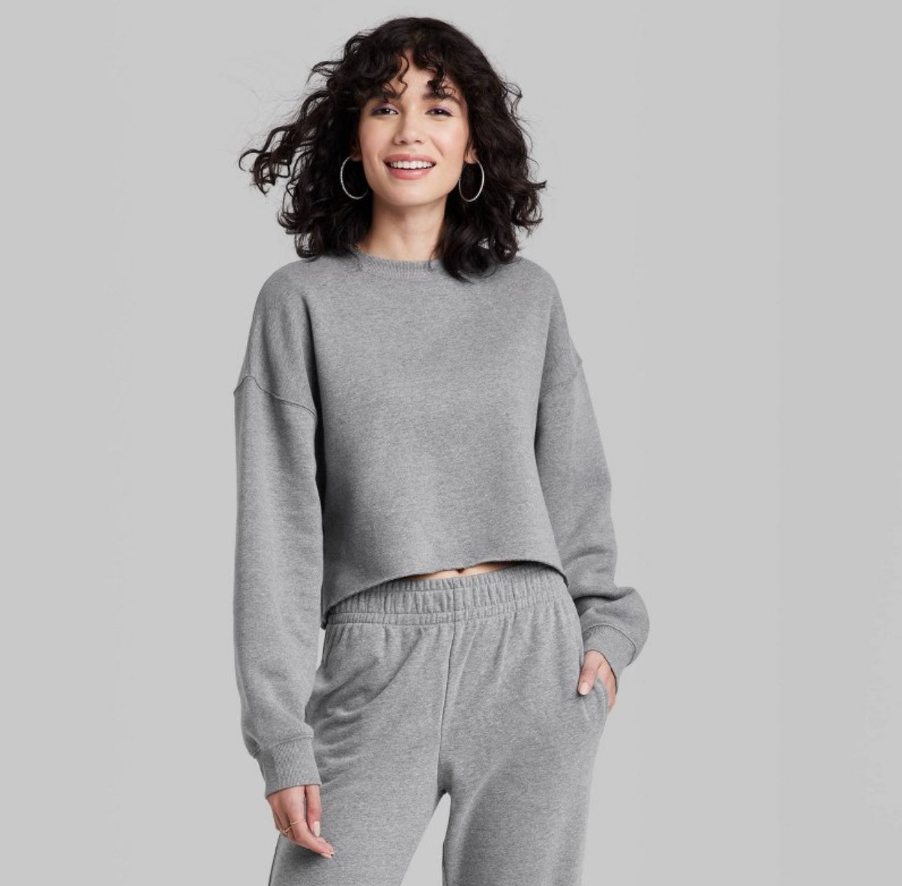 Rhinestone Football Bow Cropped Crew