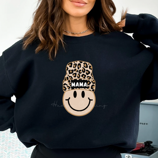 Smiley Mama w/Beanie Crewneck