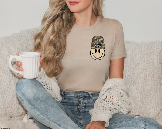 Pocket Camo Smiley Mama Tee