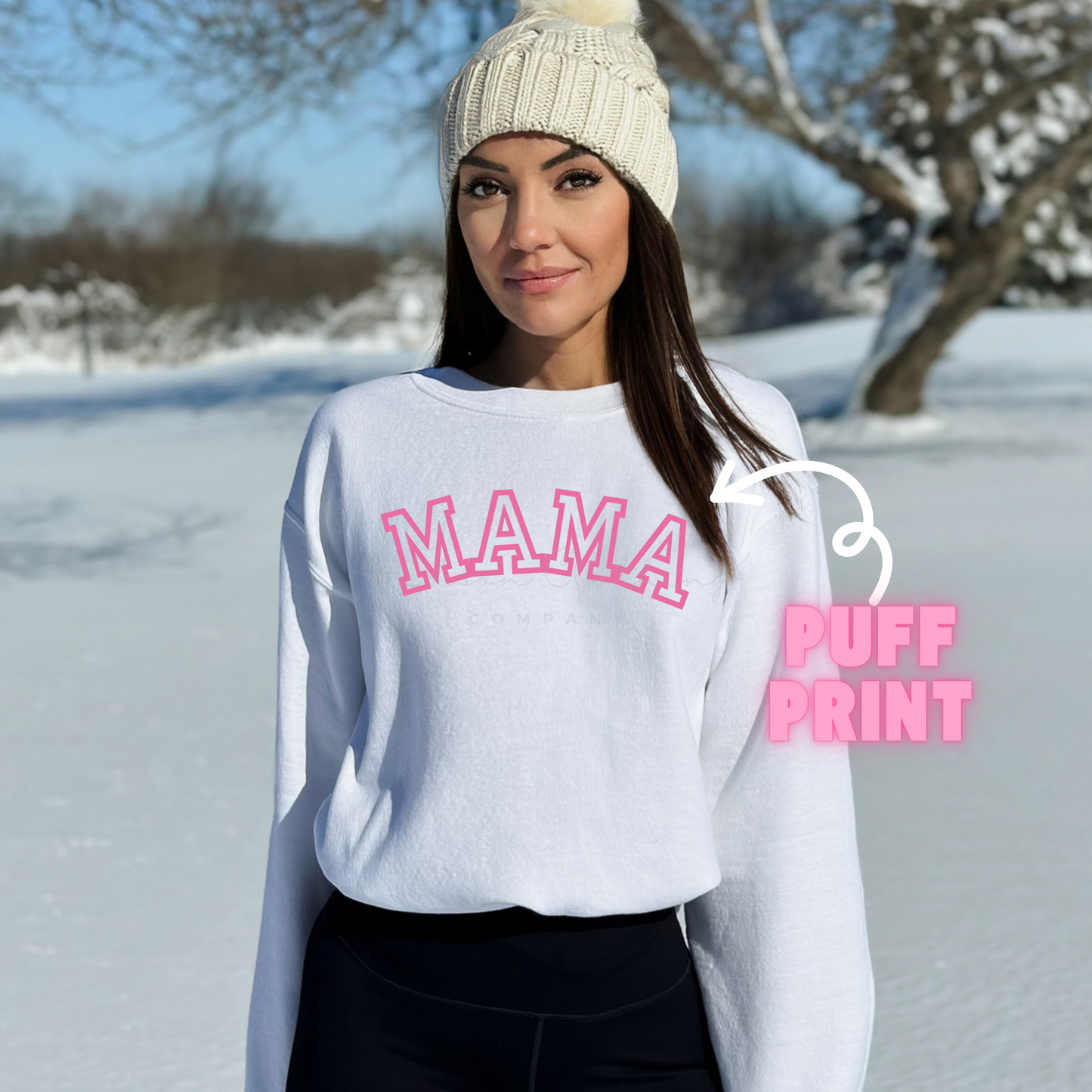 Pink Mama Puff Print Crewneck